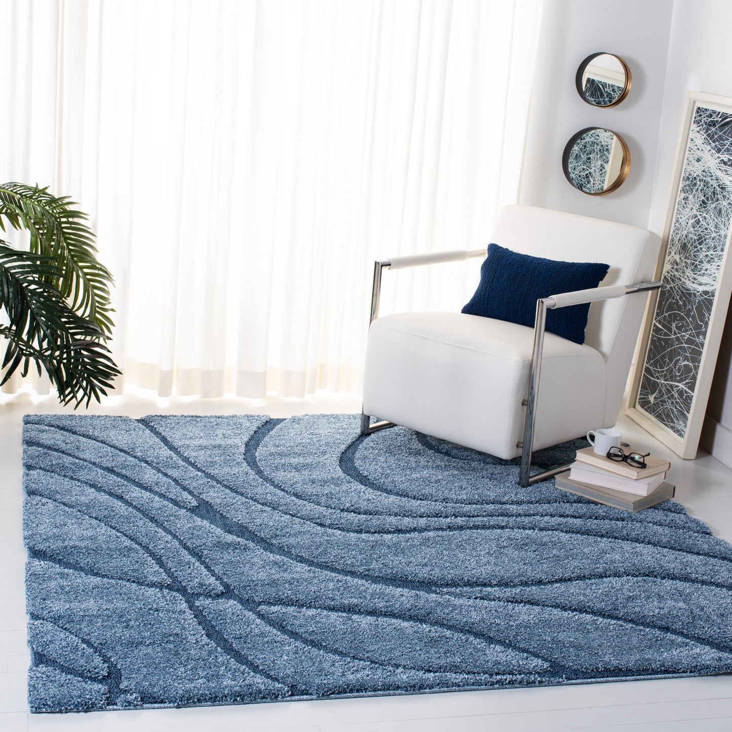Tapis SAFAVIEH Florida Shag Staka Abstract Waves de 3 cm d'épaisseur
