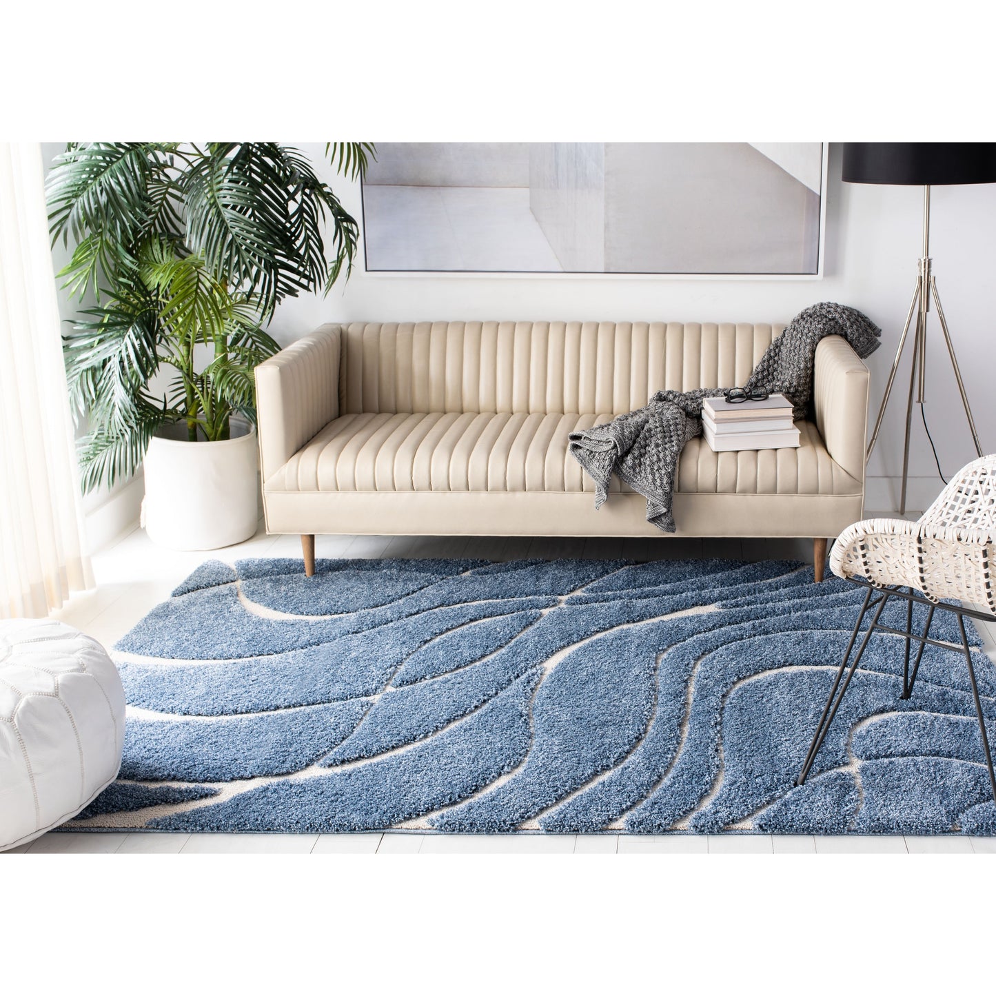Tapis SAFAVIEH Florida Shag Staka Abstract Waves de 3 cm d'épaisseur