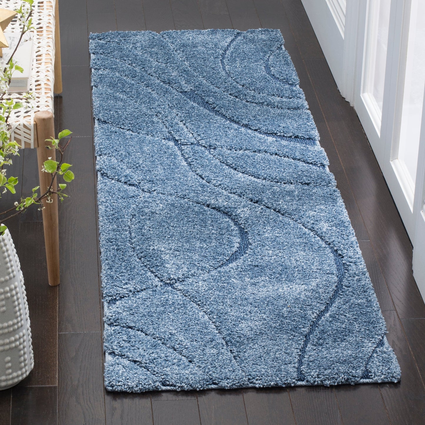 Tapis SAFAVIEH Florida Shag Staka Abstract Waves de 3 cm d'épaisseur