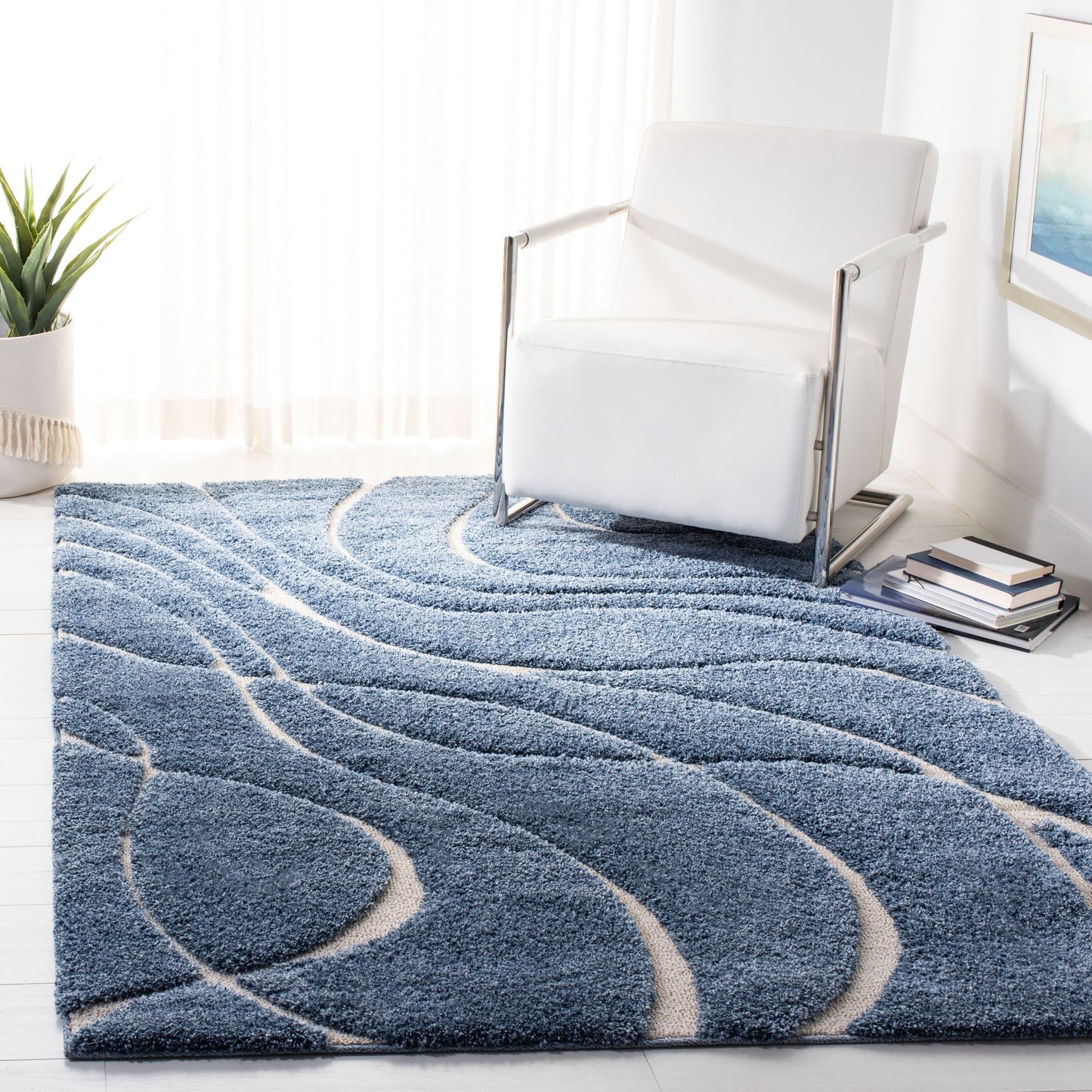 Tapis SAFAVIEH Florida Shag Staka Abstract Waves de 3 cm d'épaisseur