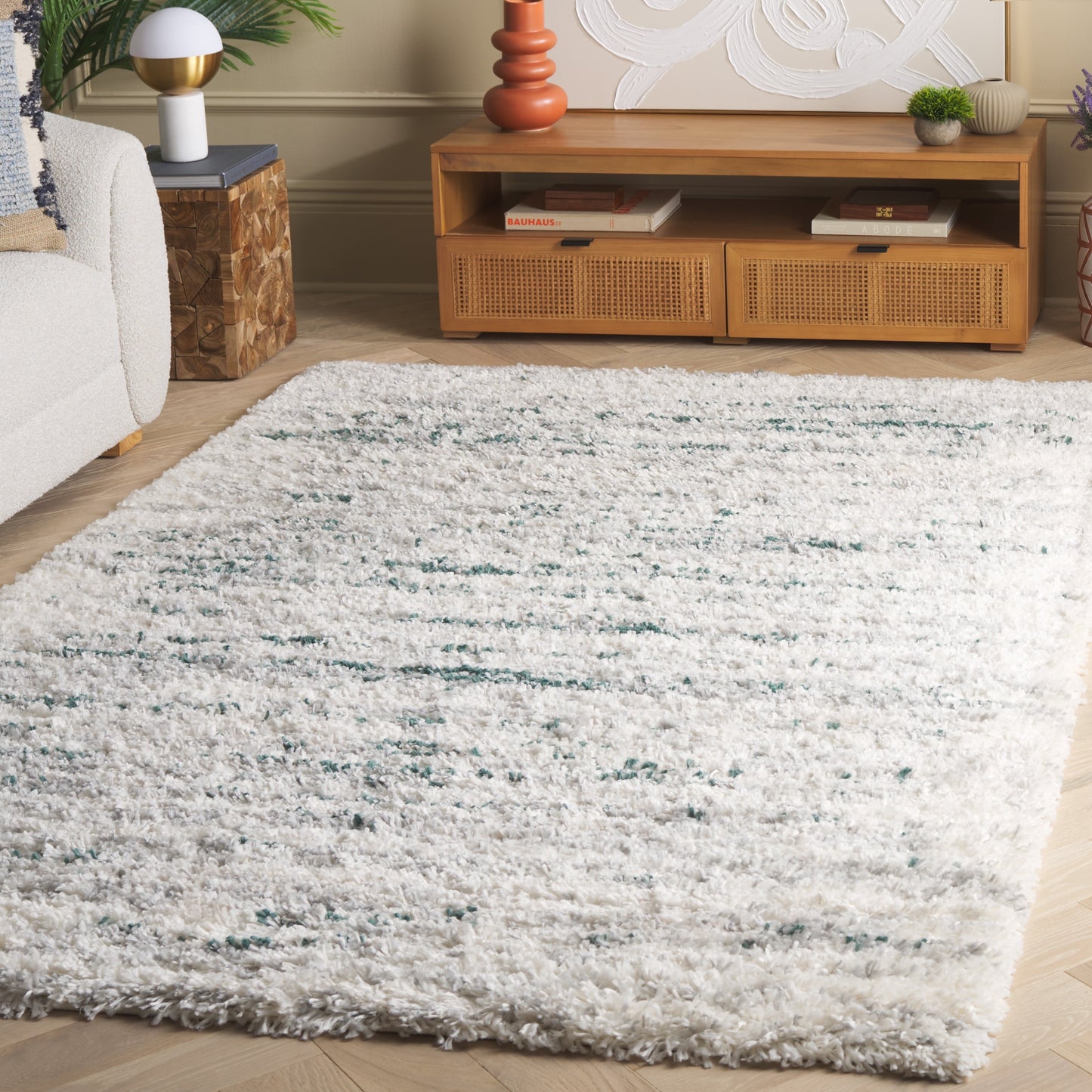 Tapis SAFAVIEH Fontana Shag Fatema moderne abstrait de 2 pouces d'épaisseur