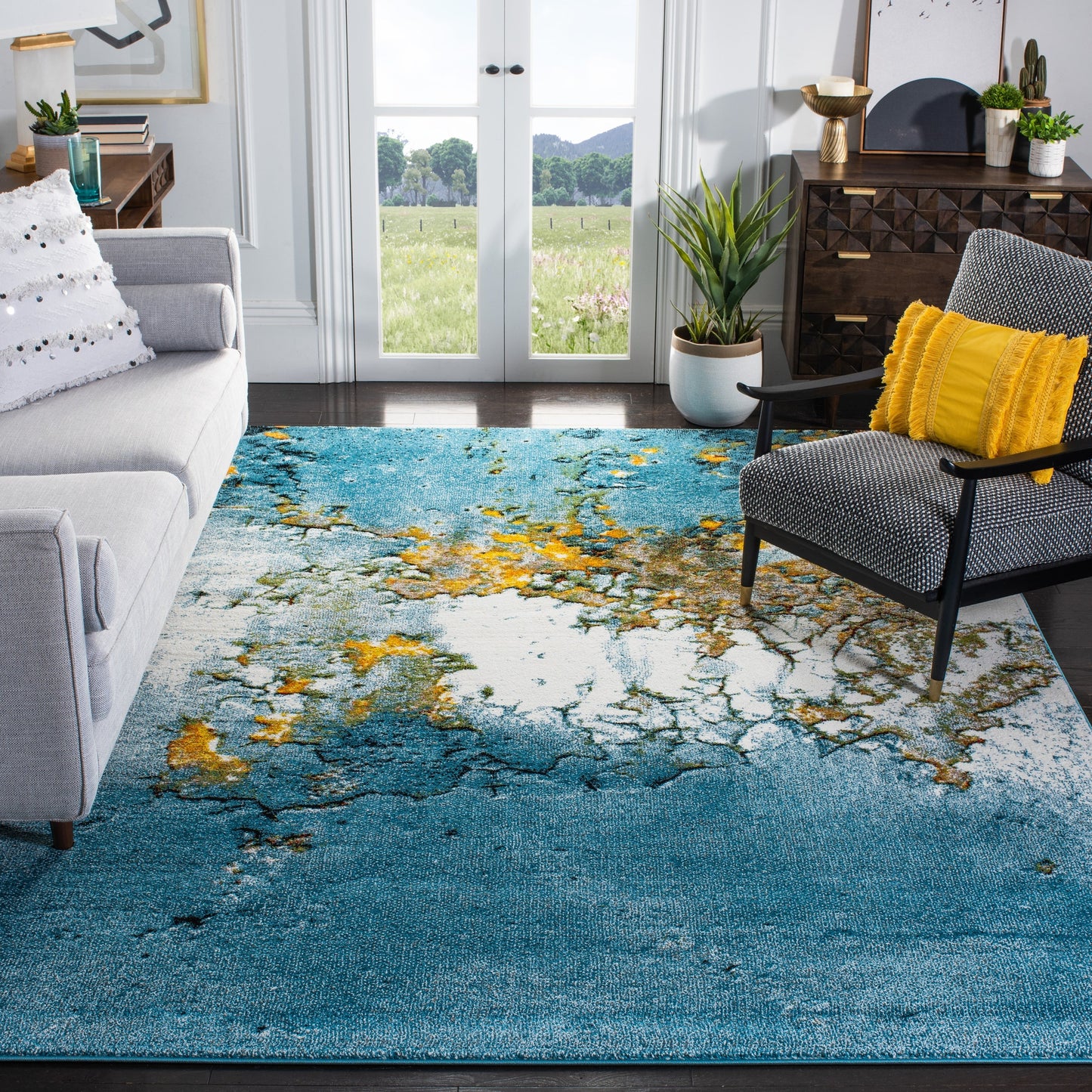 SAFAVIEH Tapis abstrait moderne Glacier Bertille