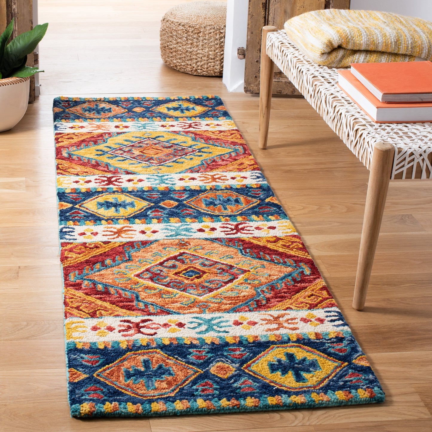 SAFAVIEH Tapis tribal en laine Aspen Geesche Boho fait à la main