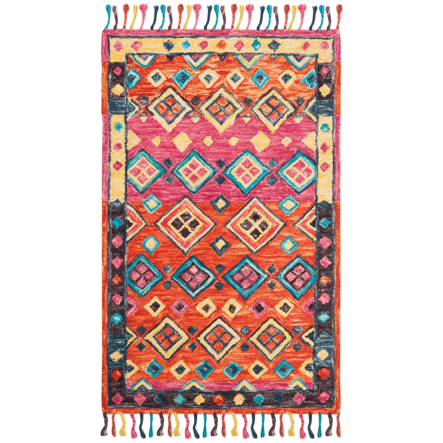 Tapis en laine éclectique orange/fuchsia Aspen Hysnie fait main SAFAVIEH