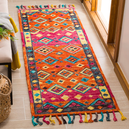 Tapis en laine éclectique orange/fuchsia Aspen Hysnie fait main SAFAVIEH