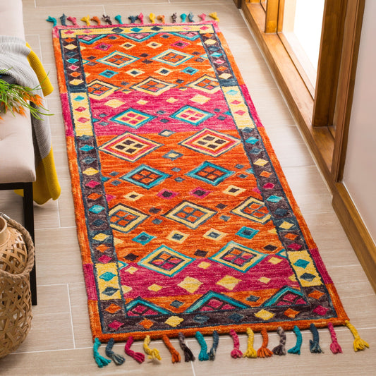 Tapis en laine éclectique orange/fuchsia Aspen Hysnie fait main SAFAVIEH