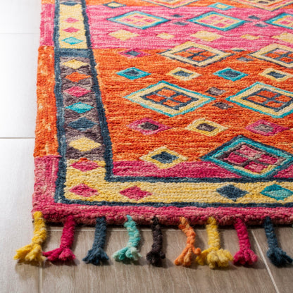 Tapis en laine éclectique orange/fuchsia Aspen Hysnie fait main SAFAVIEH