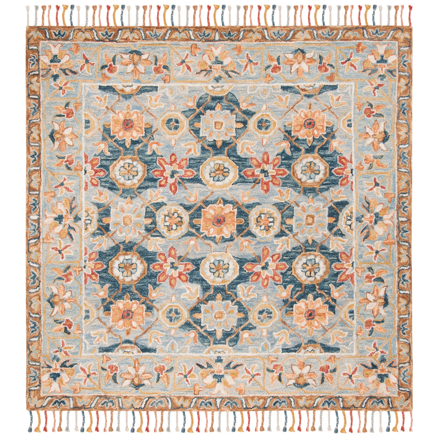 Tapis en laine à pompons Boho Aspen Kimm fait main SAFAVIEH