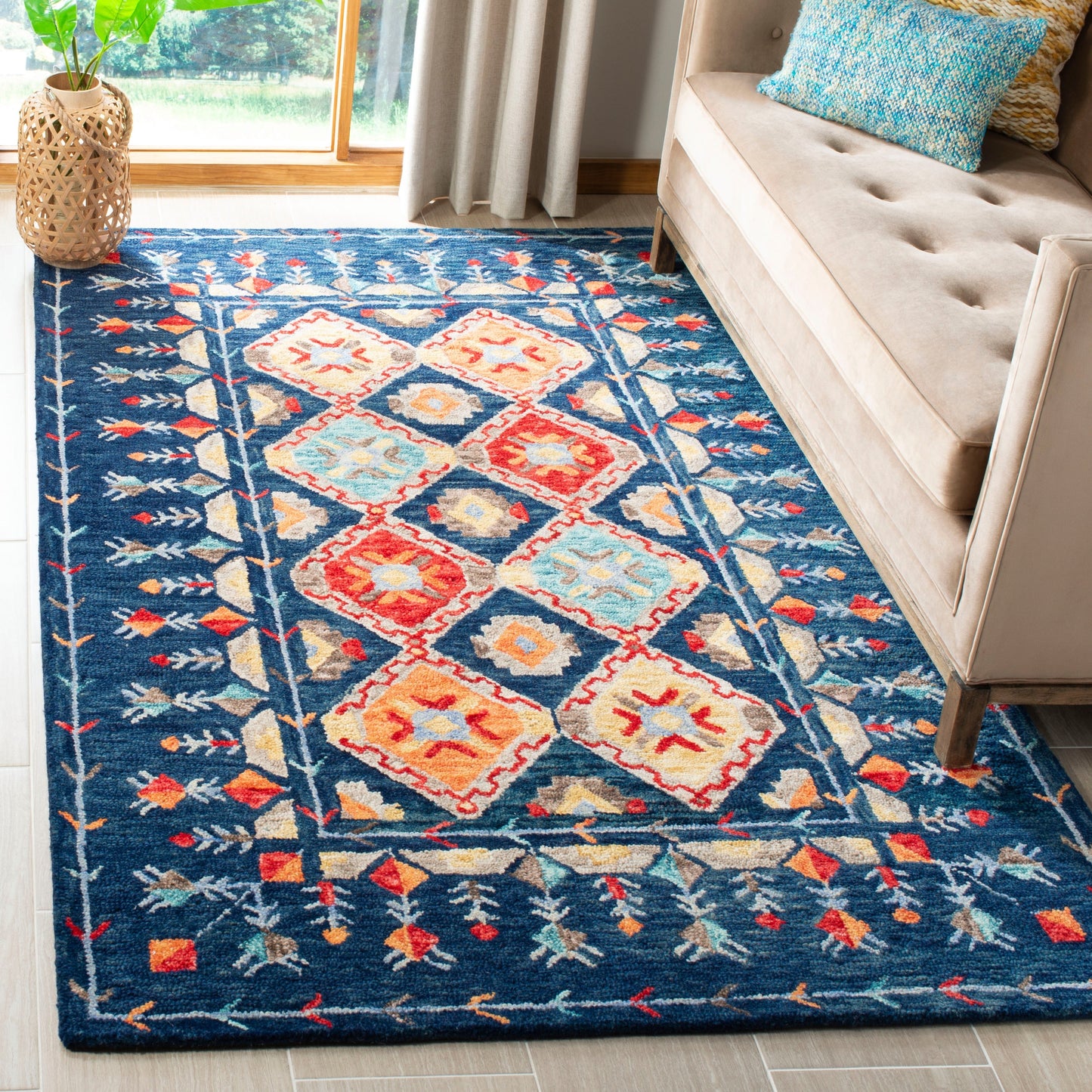 Tapis tribal en laine Aspen Kuang Boho fait main SAFAVIEH