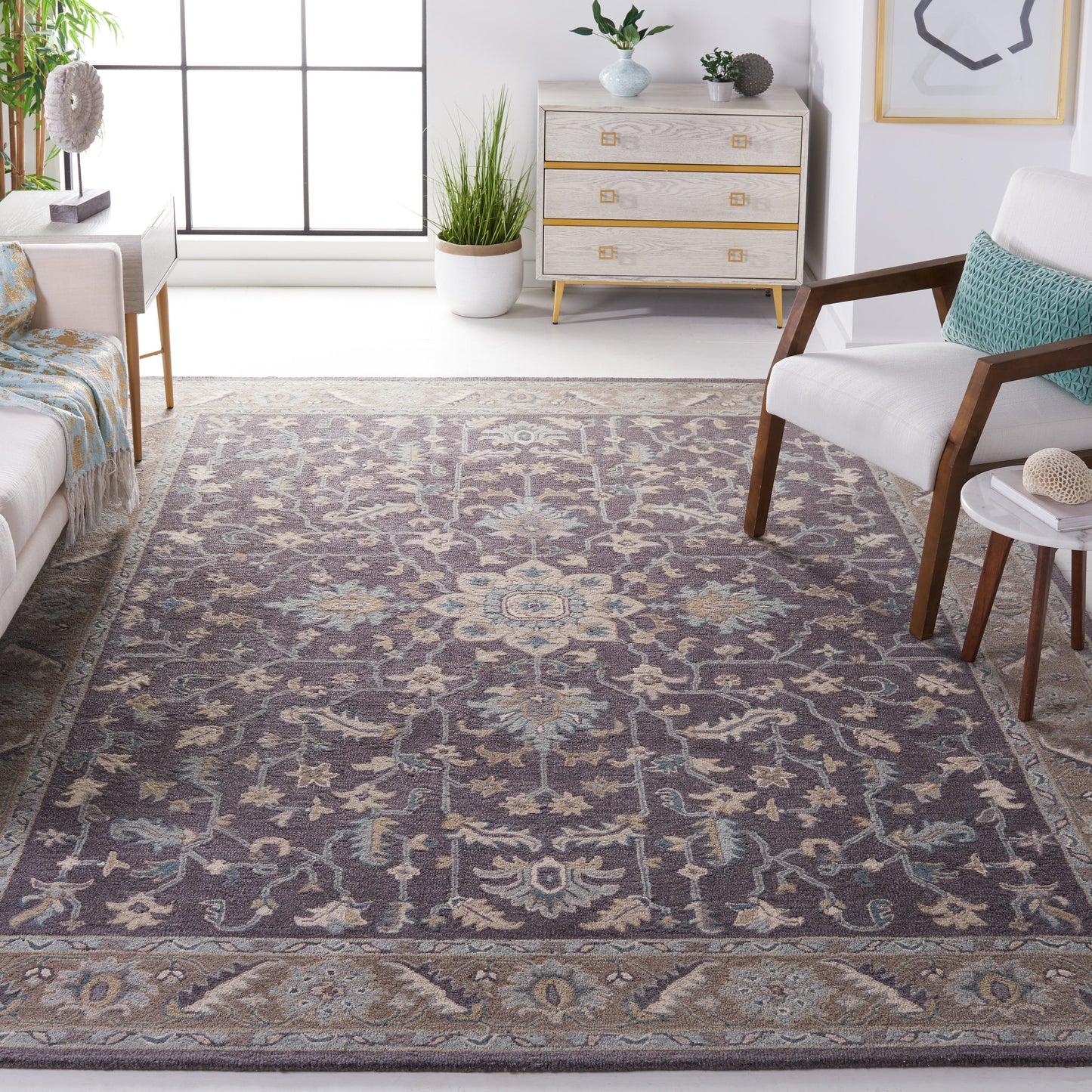 Tapis moderne en laine florale SAFAVIEH fait main Blossom Gulperi