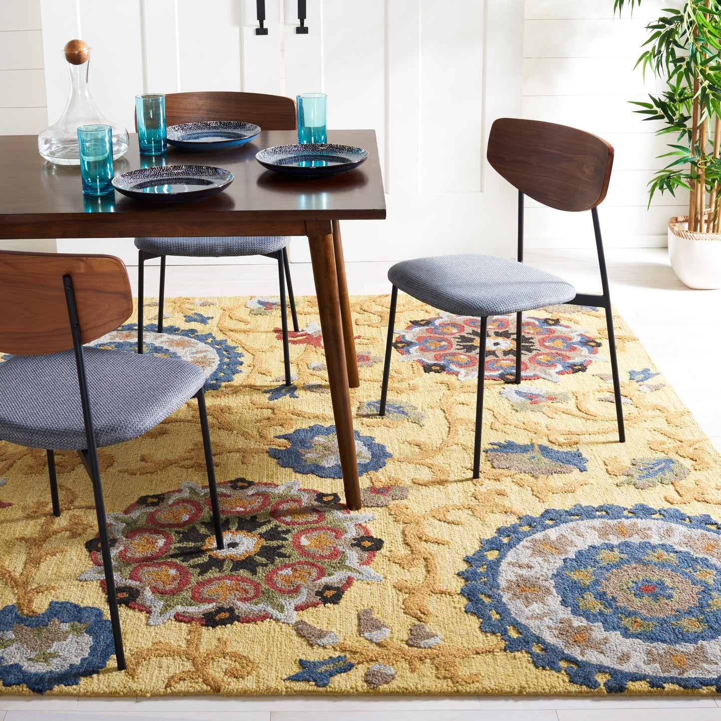 Tapis moderne en laine florale fait main SAFAVIEH Blossom Maaret