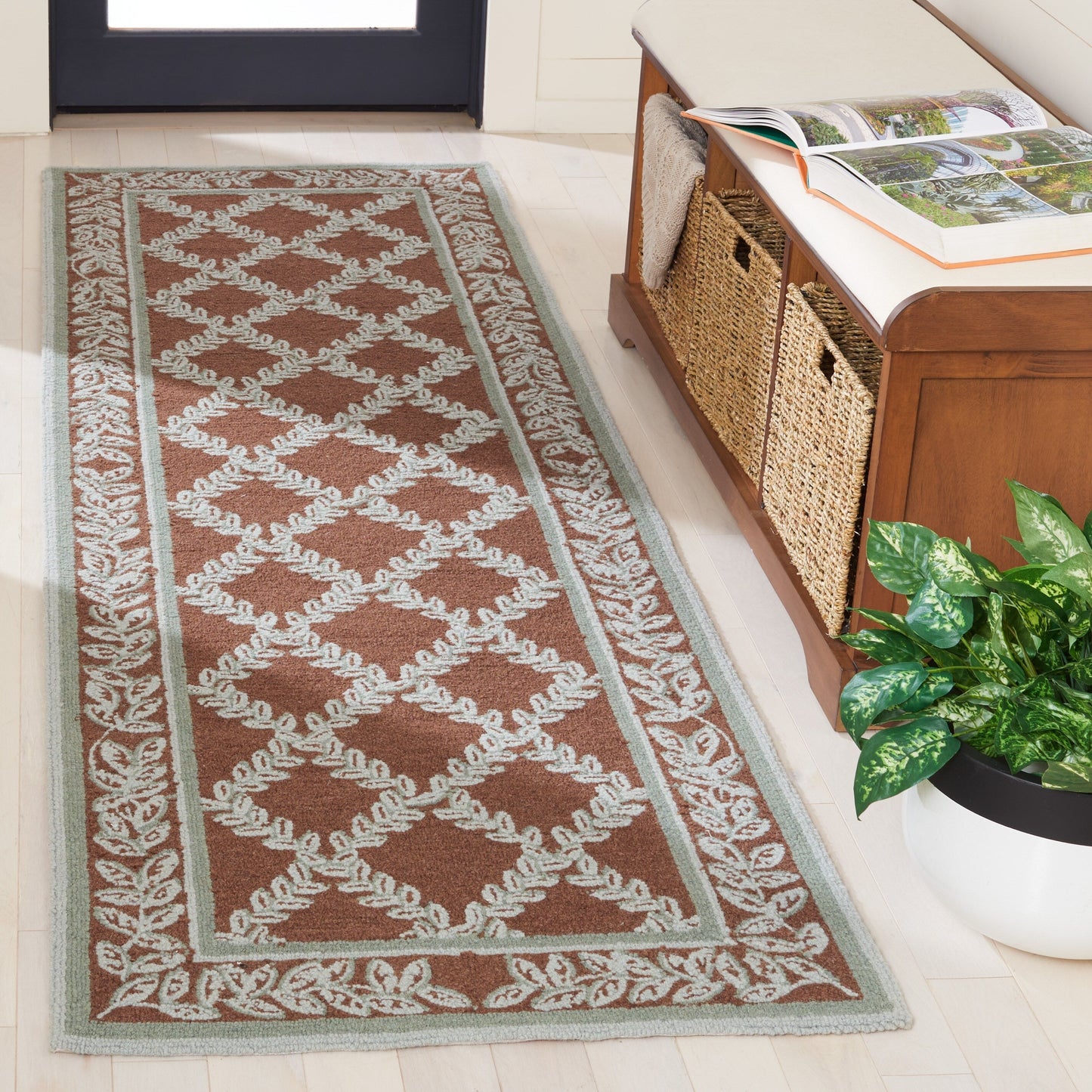 Tapis en laine SAFAVIEH Chelsea Sunstripe Trellis fait main, style campagne française