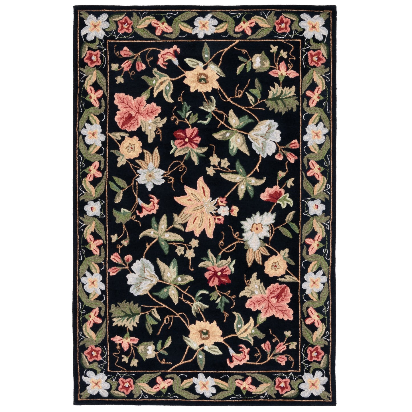 Tapis en laine SAFAVIEH fait main Chelsea Yauhenia à motif floral de style campagnard français