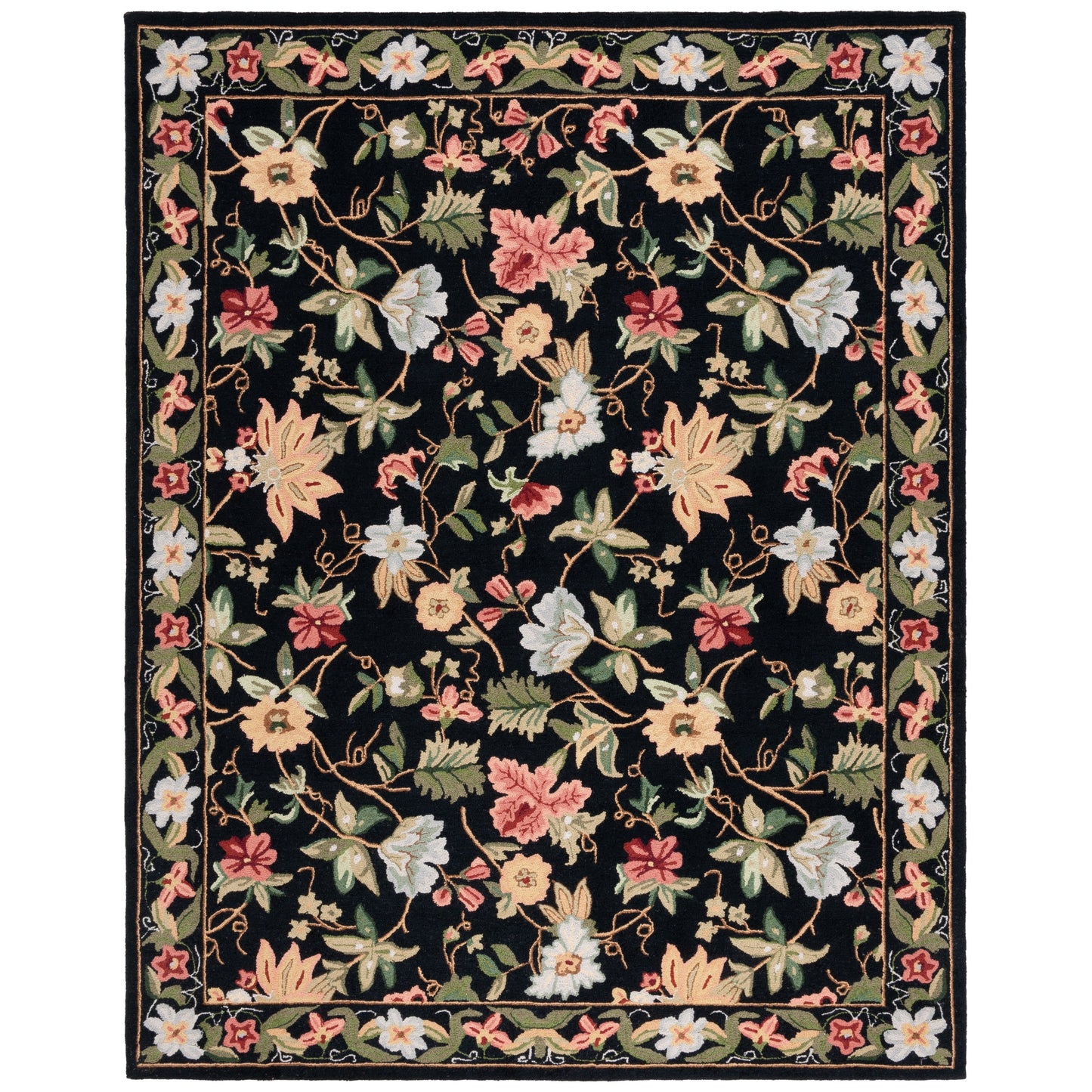 Tapis en laine SAFAVIEH fait main Chelsea Yauhenia à motif floral de style campagnard français