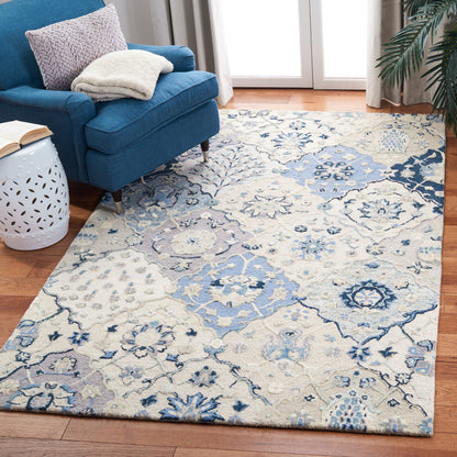 Tapis en laine imprimé floral glamour fait main SAFAVIEH