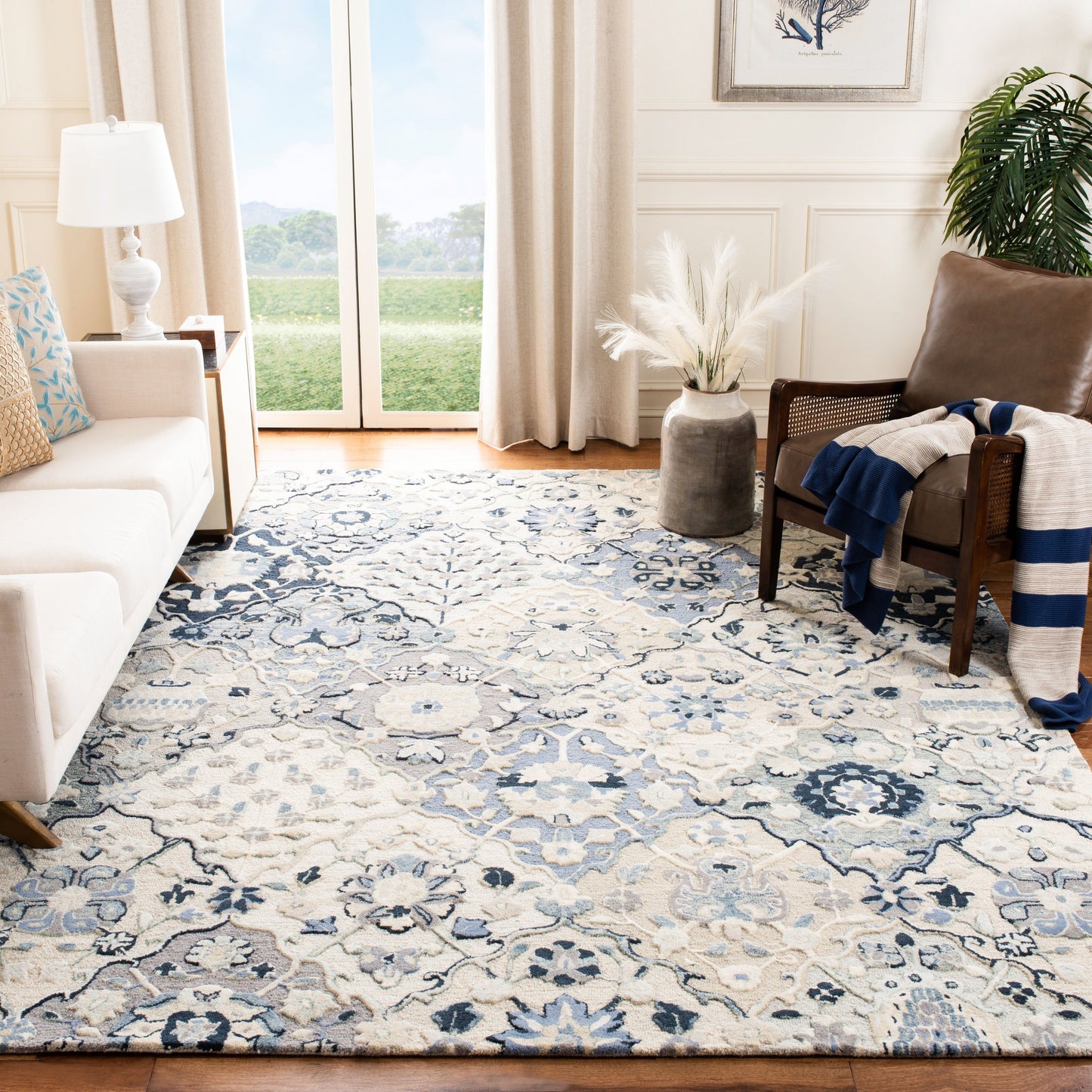 Tapis en laine imprimé floral glamour fait main SAFAVIEH