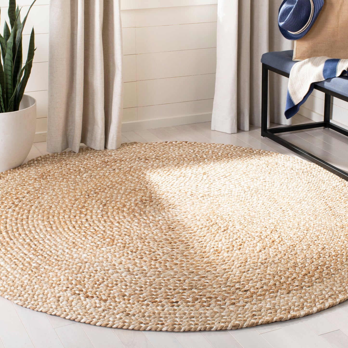 Tapis rond en jute Elliana fait main en fibres naturelles SAFAVIEH