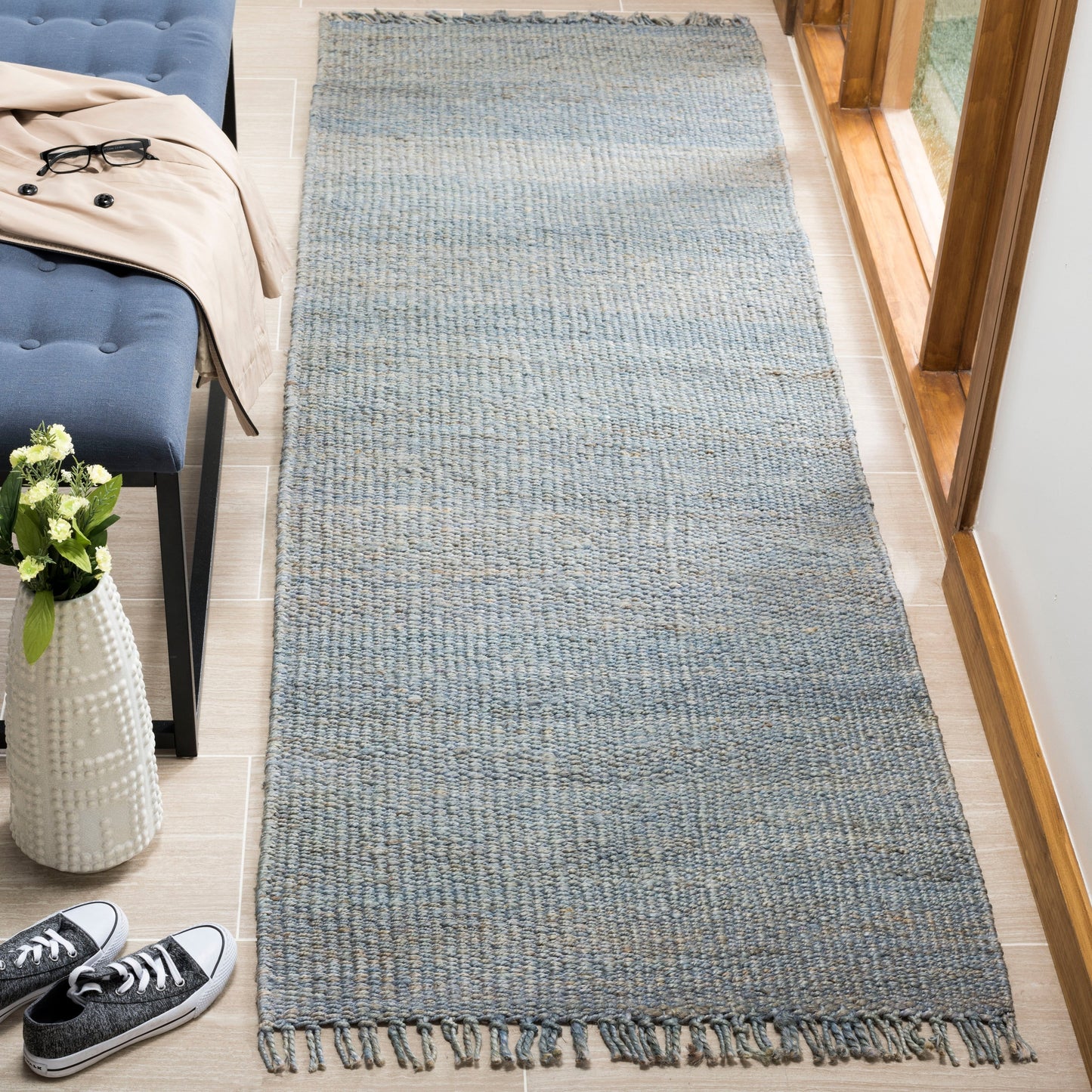 Tapis à franges en jute Eybjorg en fibres naturelles fait main SAFAVIEH