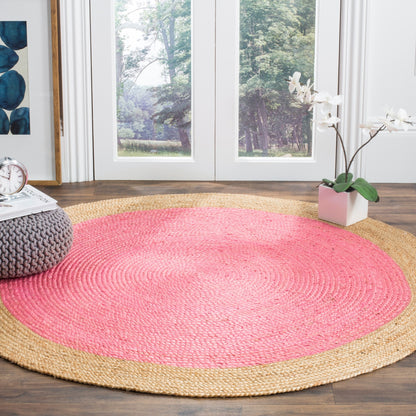 Tapis rond en jute à bordure Jolette en fibres naturelles fait main SAFAVIEH