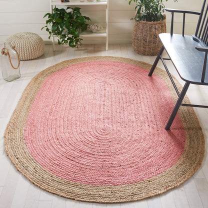 Tapis rond en jute à bordure Jolette en fibres naturelles fait main SAFAVIEH