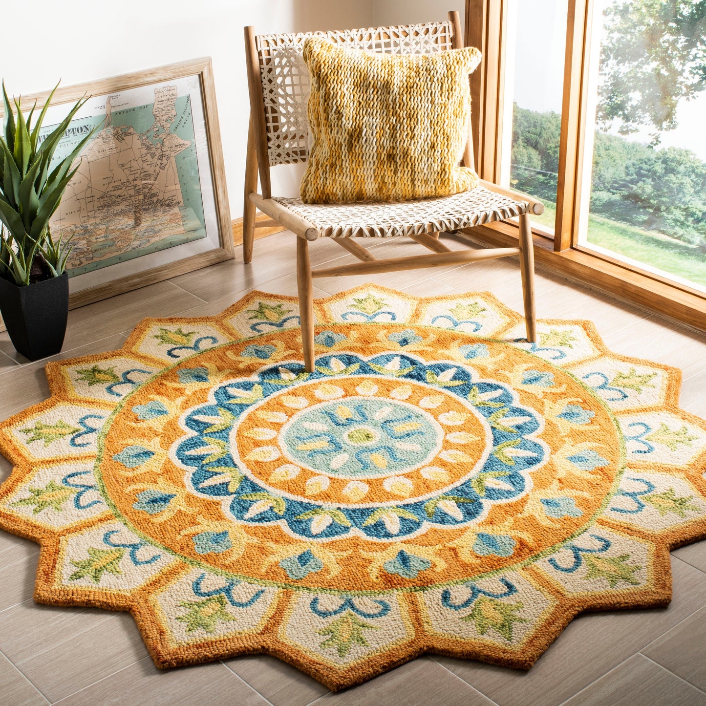 Tapis fantaisie en laine fait main SAFAVIEH Rianna Mandala