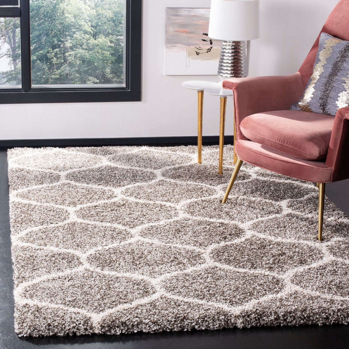 Tapis SAFAVIEH Hudson Shag Pushpa Trellis de 2 pouces d'épaisseur