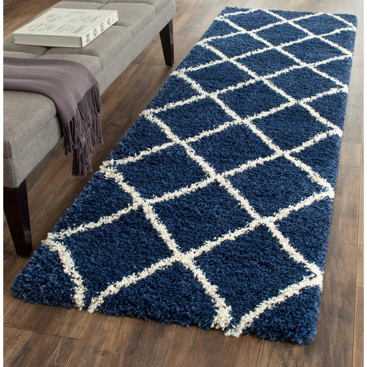 Tapis SAFAVIEH Hudson Shag Raili Diamond Treillis de 2 pouces d'épaisseur