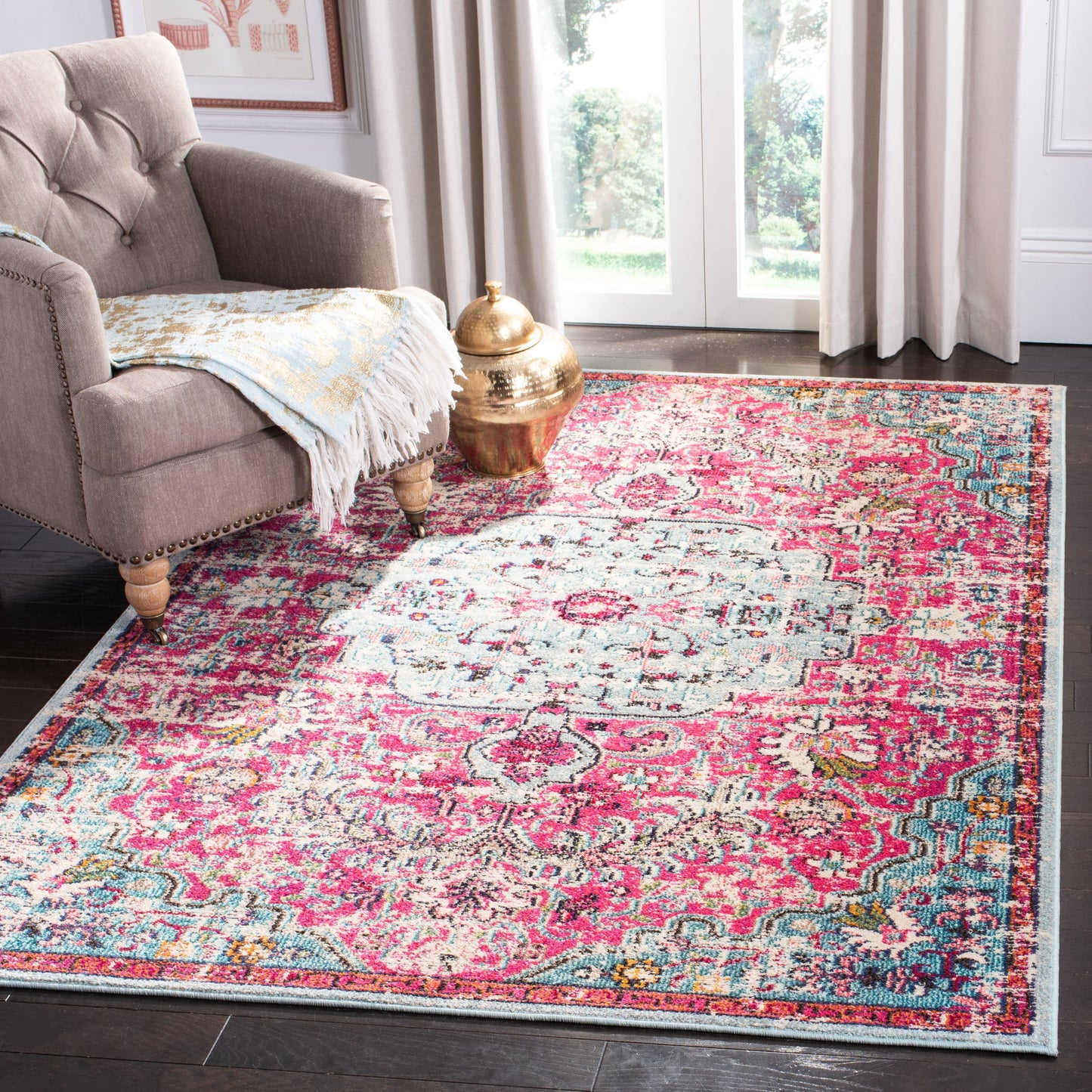 Tapis SAFAVIEH Madison Libusa Boho à médaillon vieilli