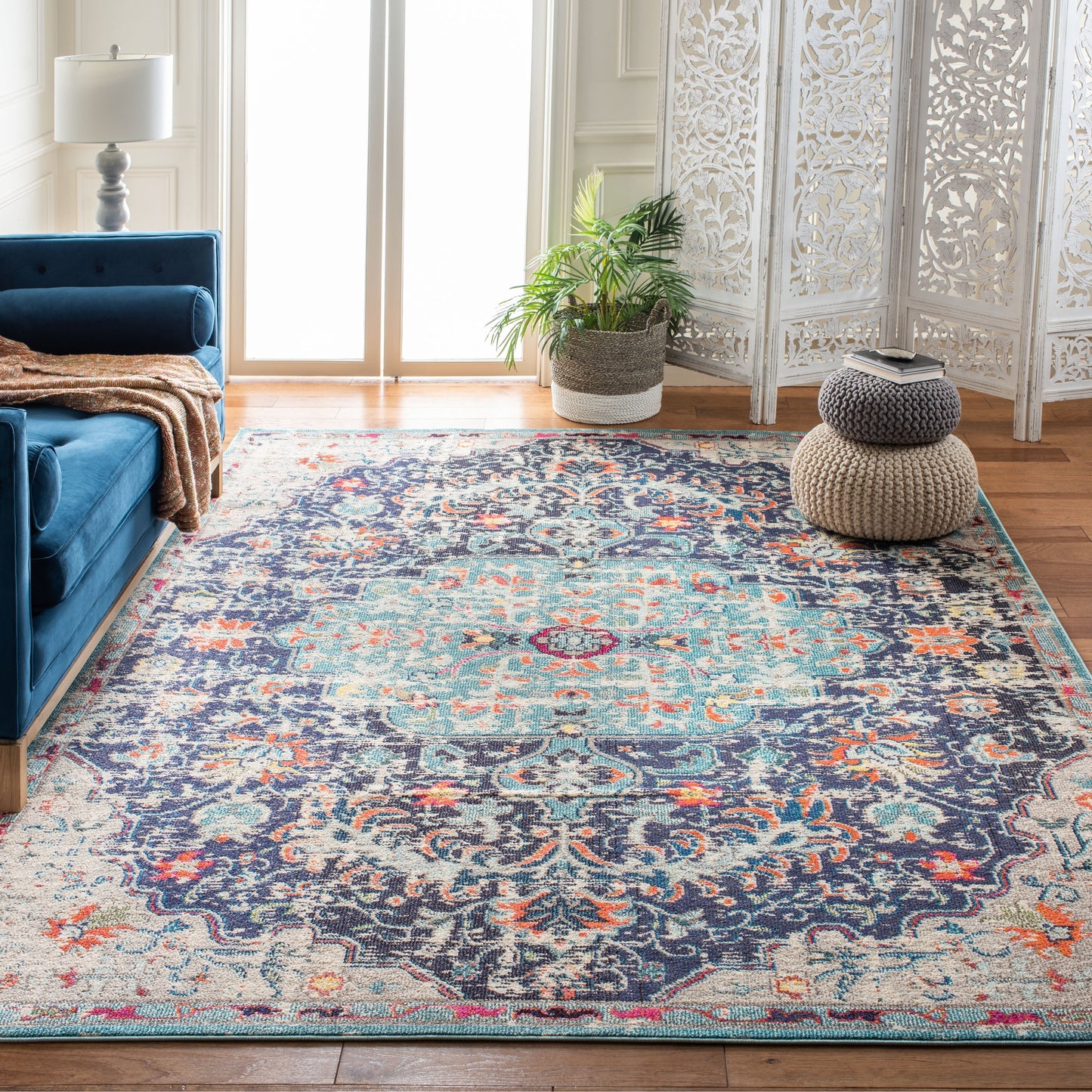 Tapis SAFAVIEH Madison Libusa Boho à médaillon vieilli