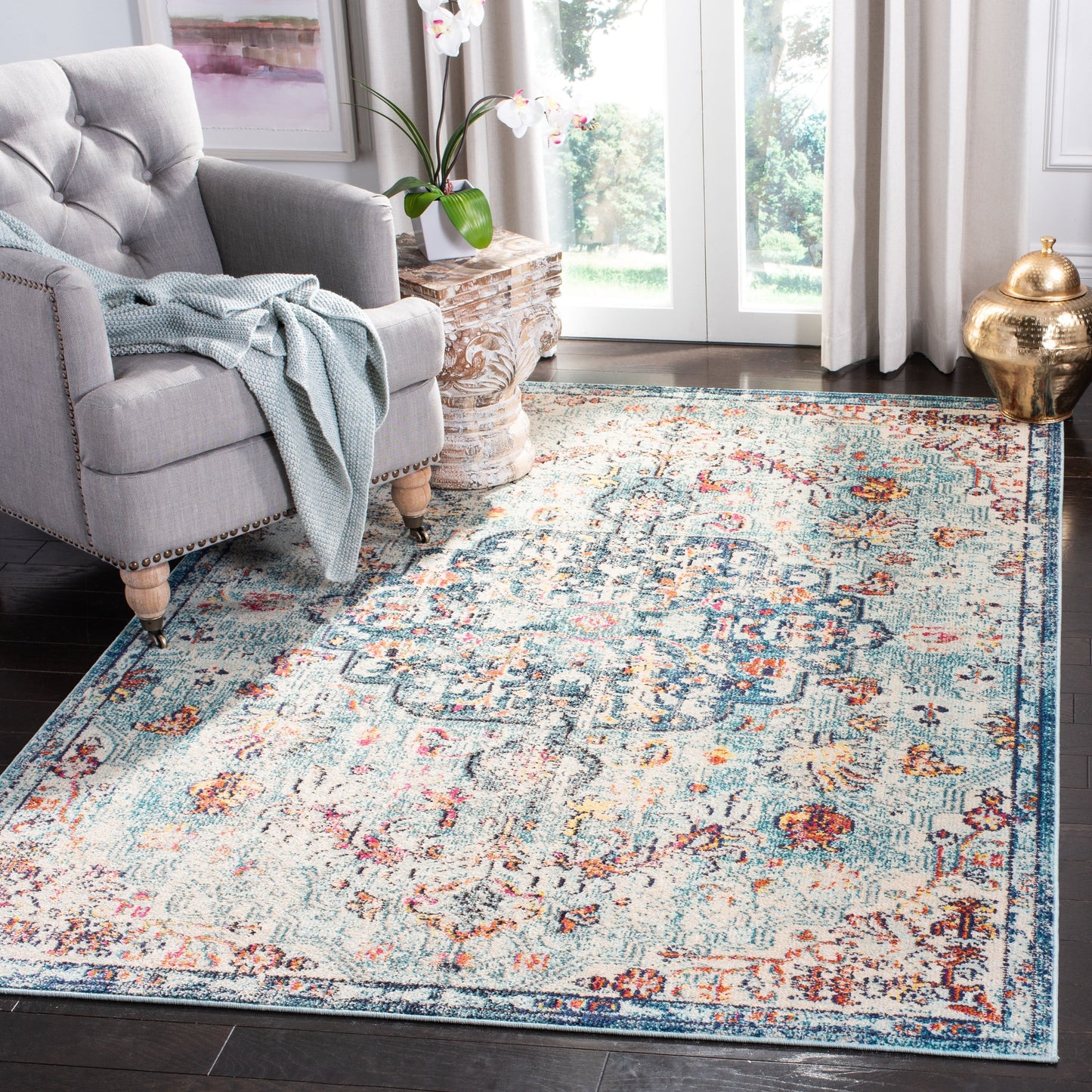 Tapis SAFAVIEH Madison Libusa Boho à médaillon vieilli