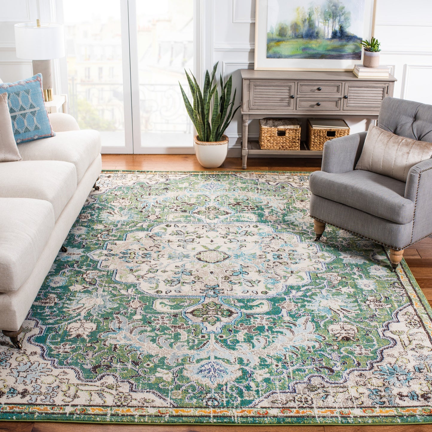 Tapis SAFAVIEH Madison Libusa Boho à médaillon vieilli