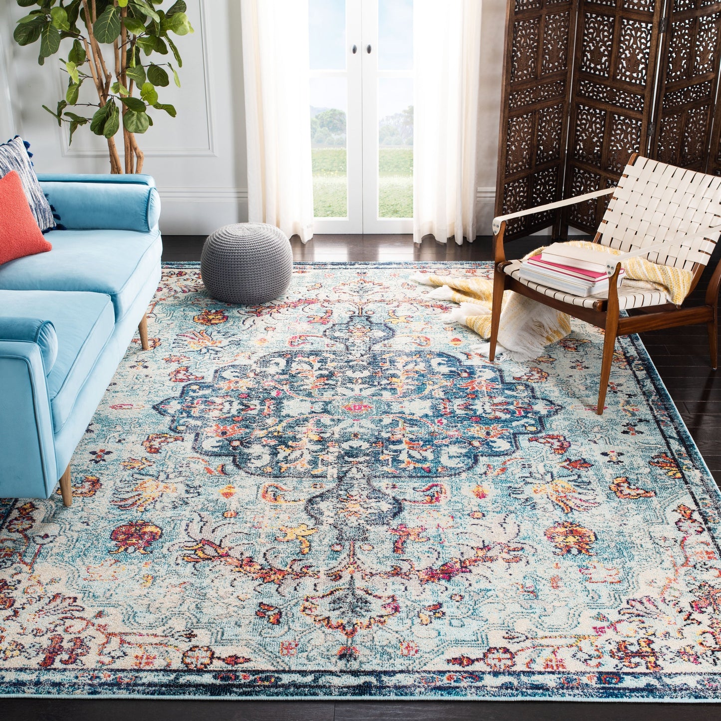 Tapis SAFAVIEH Madison Libusa Boho à médaillon vieilli
