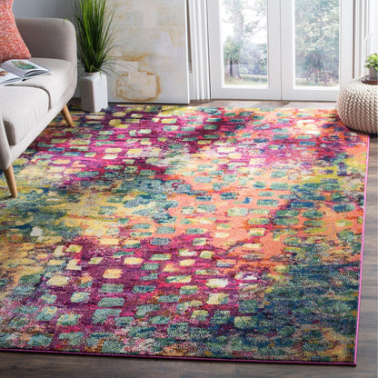 Tapis SAFAVIEH Monaco Panna Boho Abstrait Moderne Aquarelle