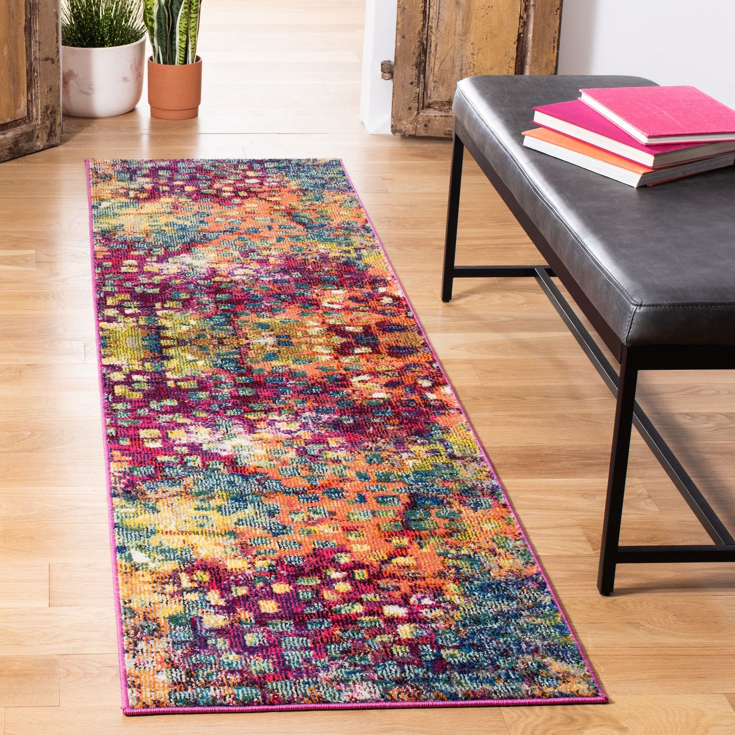 Tapis SAFAVIEH Monaco Panna Boho Abstrait Moderne Aquarelle