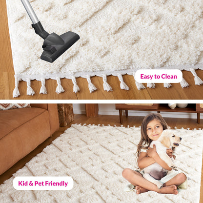 Tapis SAFAVIEH marocain à franges et poils longs Delores, épaisseur 5 cm