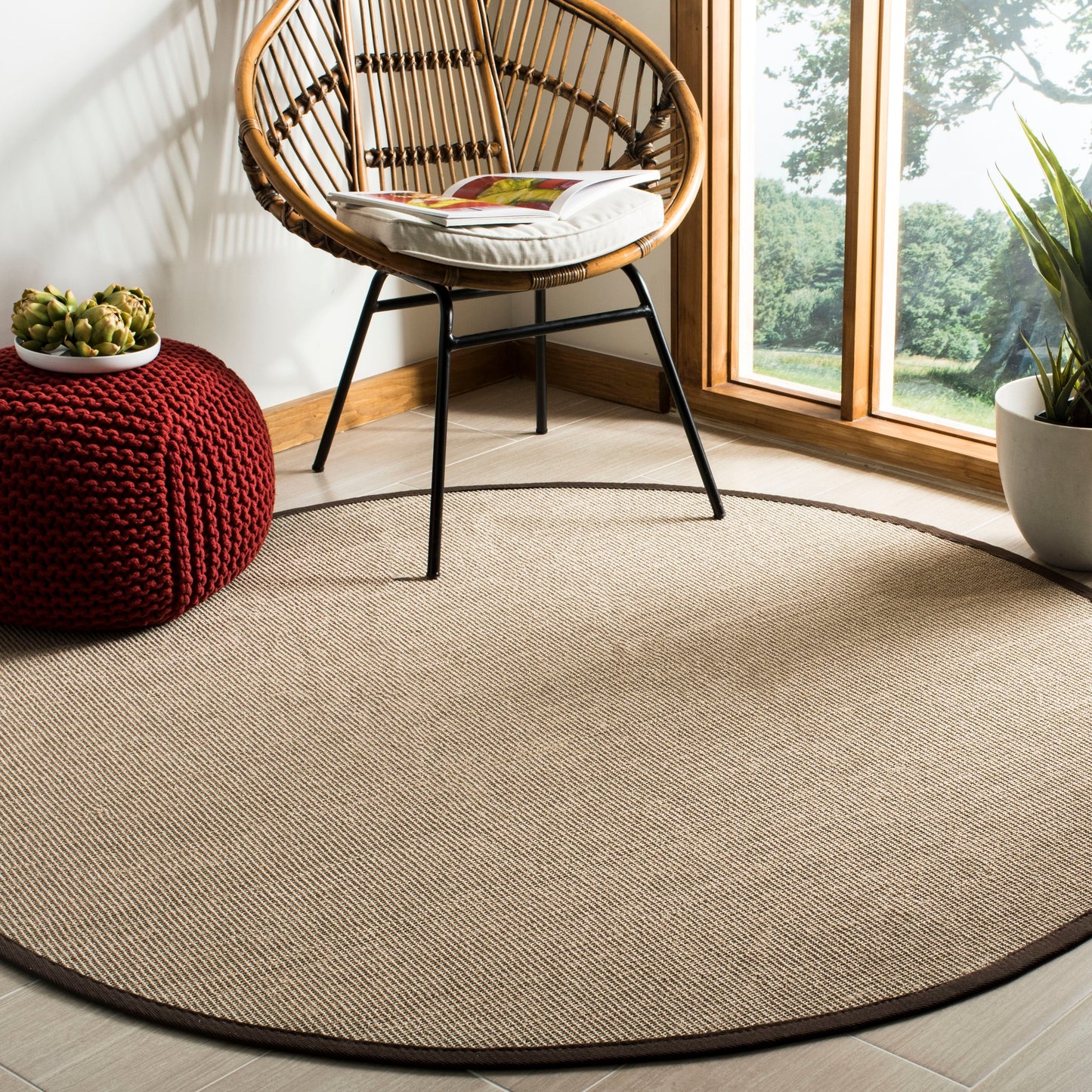 Tapis en sisal à bordure décontractée en fibre naturelle SAFAVIEH Alleen