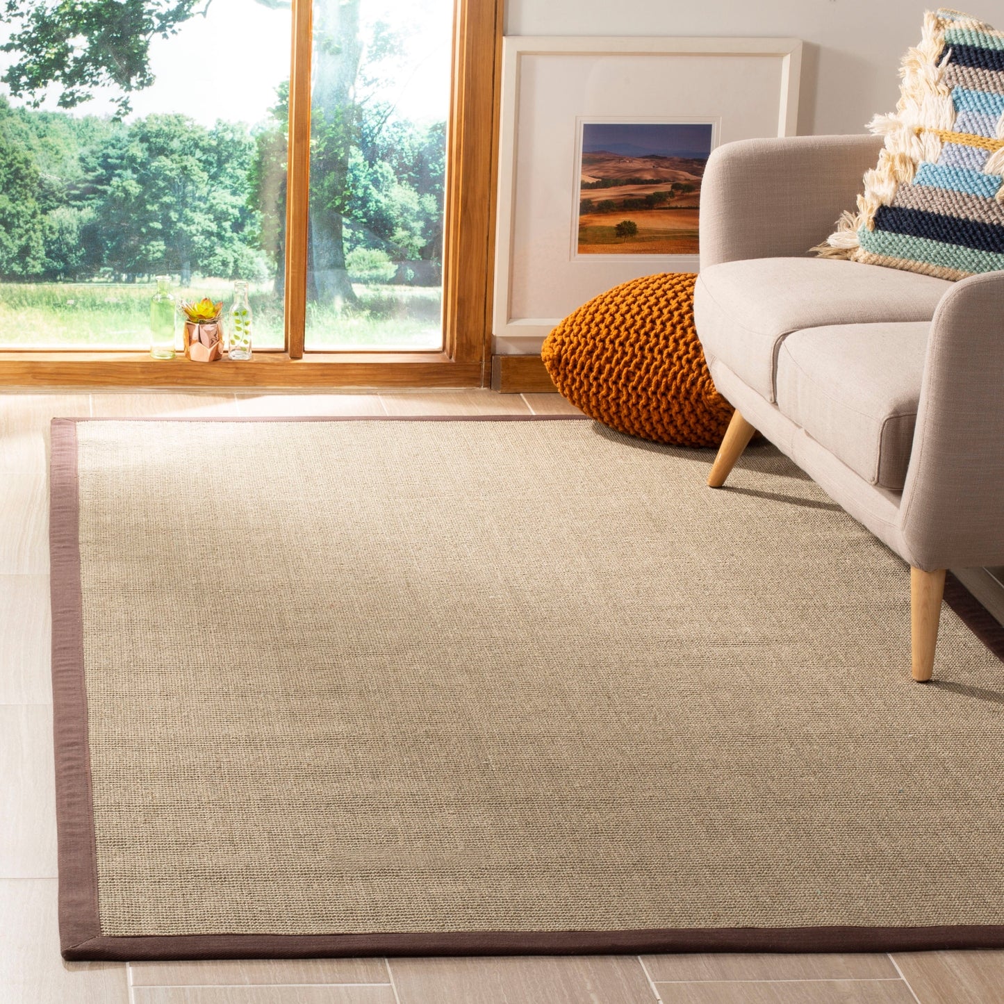 Tapis en sisal à bordure décontractée en fibre naturelle SAFAVIEH Alleen