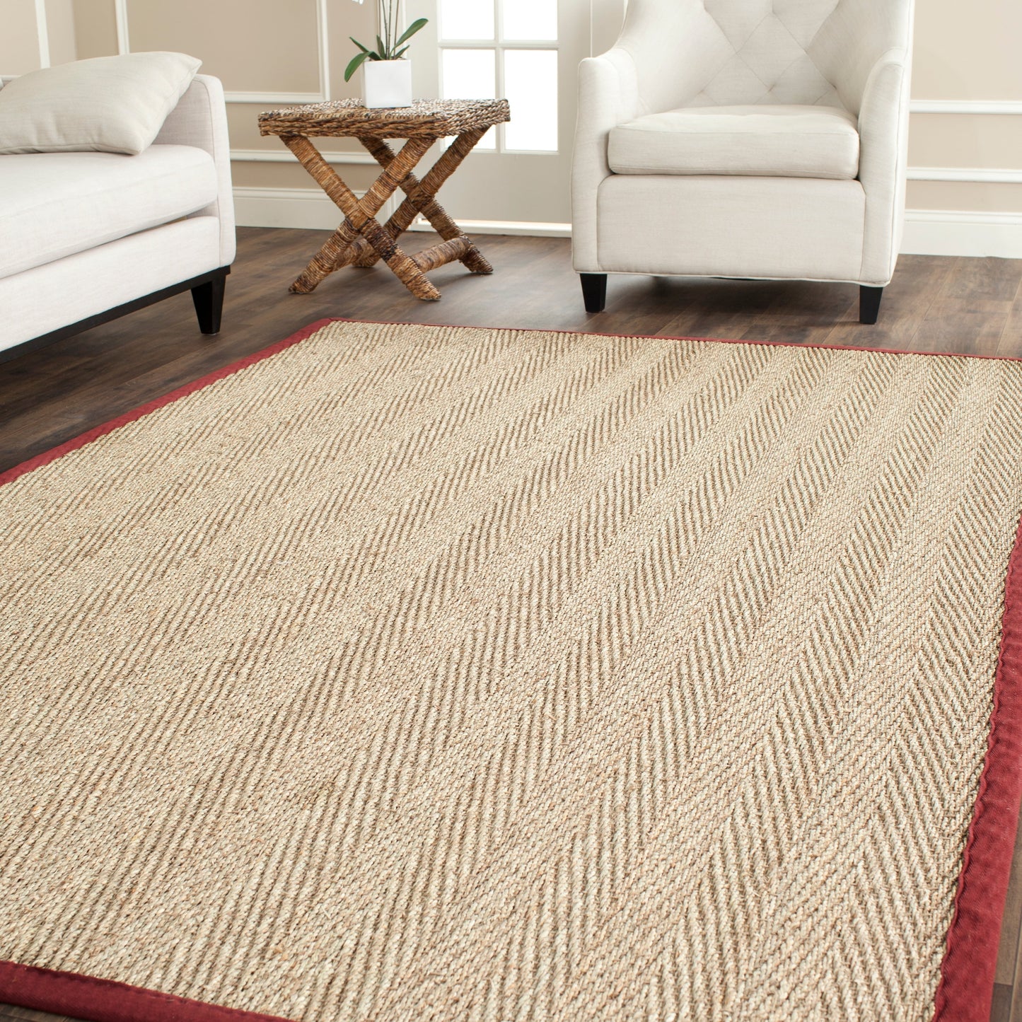 Tapis Trilby en fibres naturelles SAFAVIEH à chevrons en jonc de mer