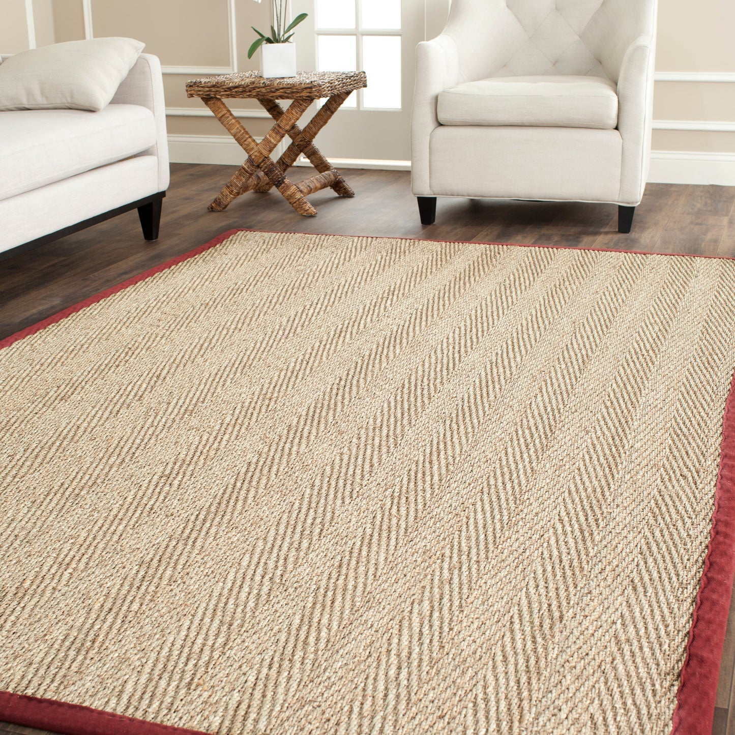 Tapis Trilby en fibres naturelles SAFAVIEH à chevrons en jonc de mer