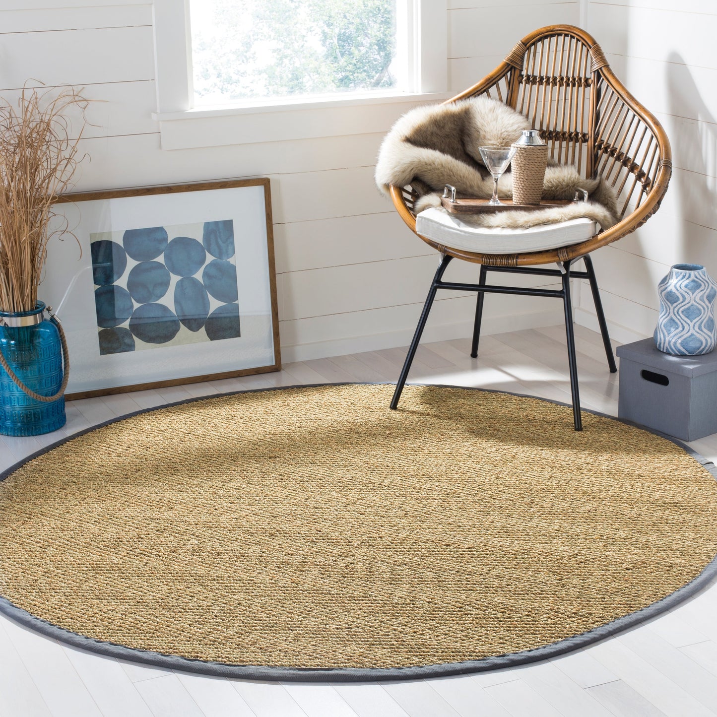 Tapis Trilby en fibres naturelles SAFAVIEH à chevrons en jonc de mer