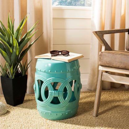 Tabouret de jardin décoratif en céramique bleu-vert SAFAVIEH Paradise Sarlota à double pièce