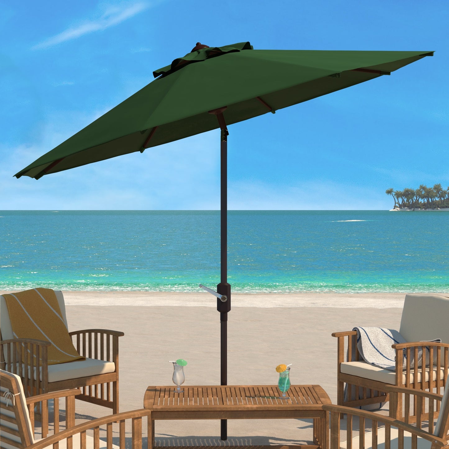 Parasol de patio inclinable et à manivelle en aluminium SAFAVIEH Rieta de 9 pieds, base non incluse