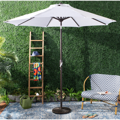 Parasol de patio inclinable et à manivelle en aluminium SAFAVIEH Rieta de 9 pieds, base non incluse