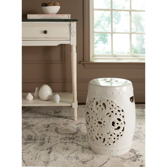 Tabouret de jardin décoratif en céramique blanche antique SAFAVIEH Sharareh