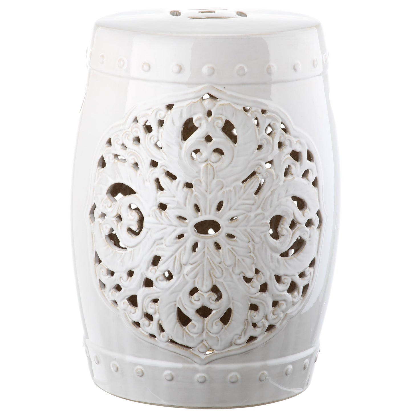 Tabouret de jardin décoratif en céramique blanche antique SAFAVIEH Sharareh