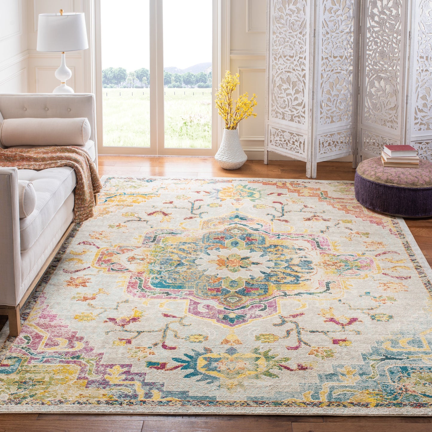 SAFAVIEH, Tapis Médaillon Boho Vintage Crystal Naimat