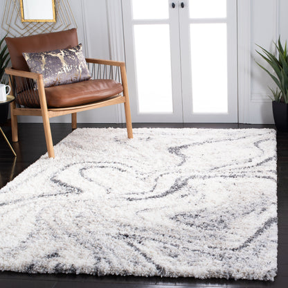 SAFAVIEH, Fontana Shag Zviya Tapis moderne abstrait de 5,1 cm d'épaisseur