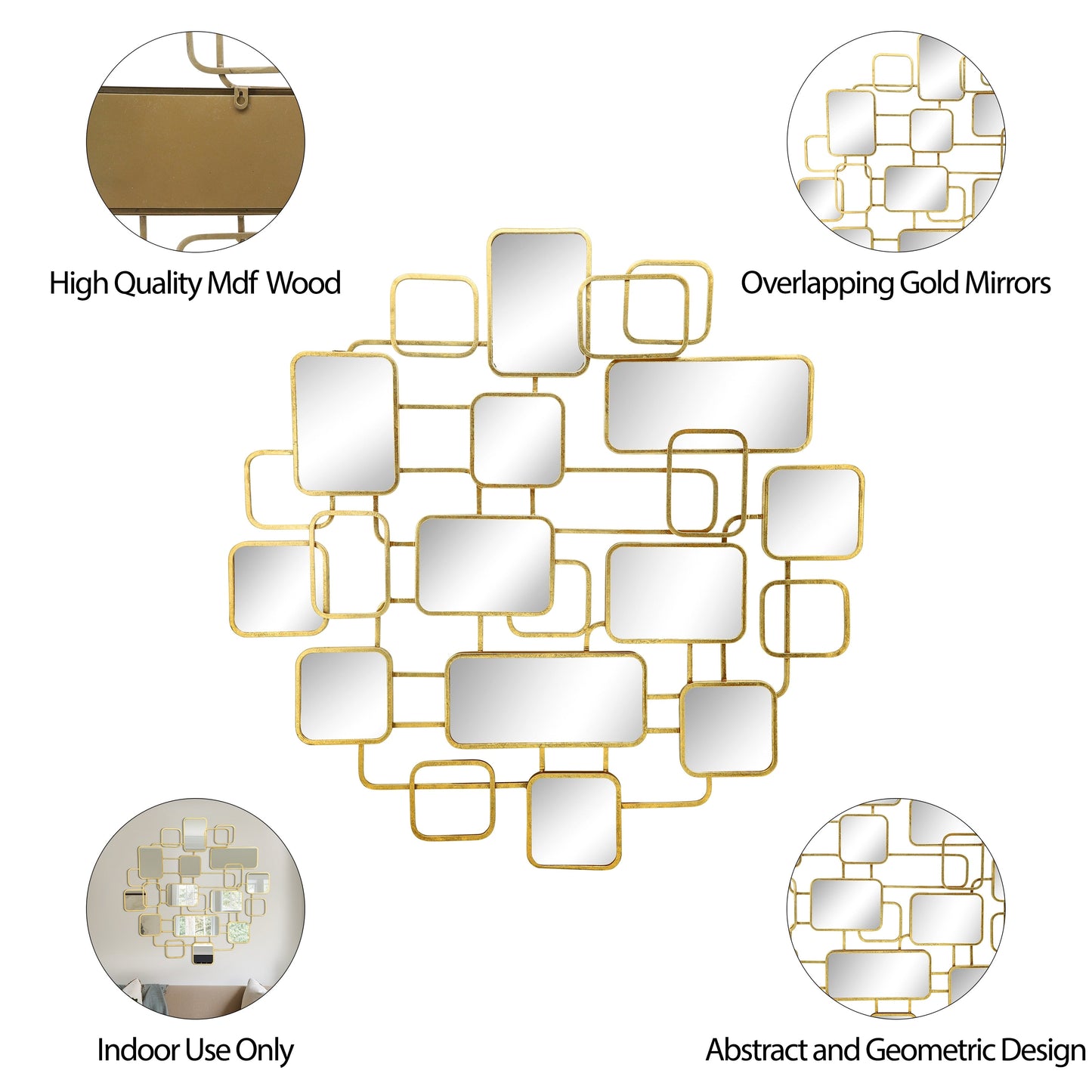 Sagebrook Home - Sculpture murale moderne et glamour en miroir