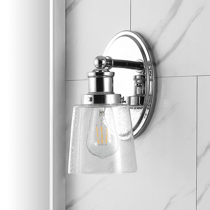 Applique murale à DEL Sandrine à 3 ampoules en fer et verre grainé, style cottage classique, par JONATHAN Y