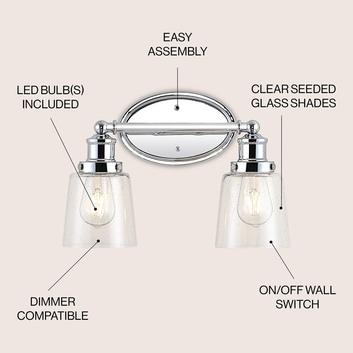 Applique murale à DEL Sandrine à 3 ampoules en fer et verre grainé, style cottage classique, par JONATHAN Y